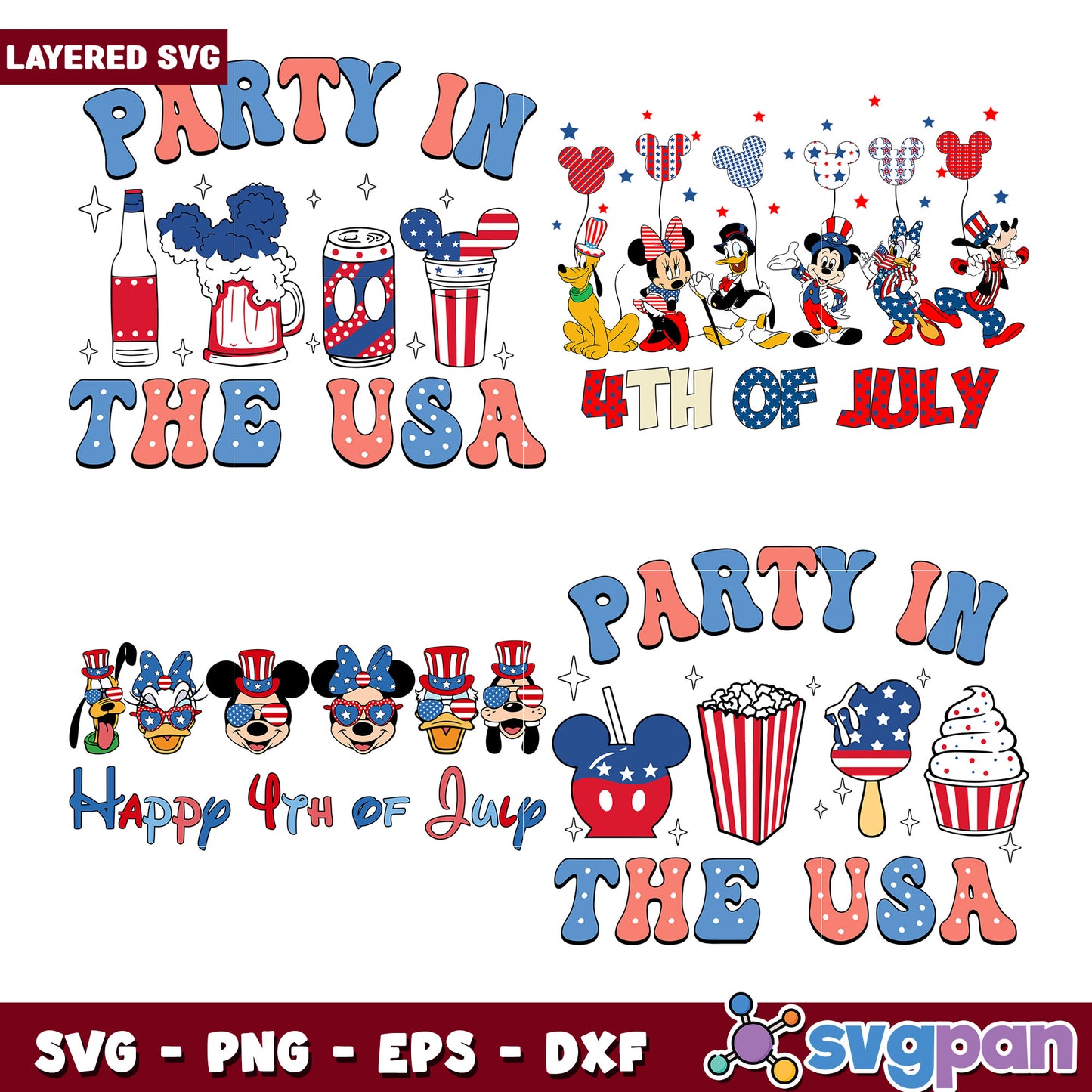 Option 1 (Focus on holiday) 4th of July Disney SVG Bundle