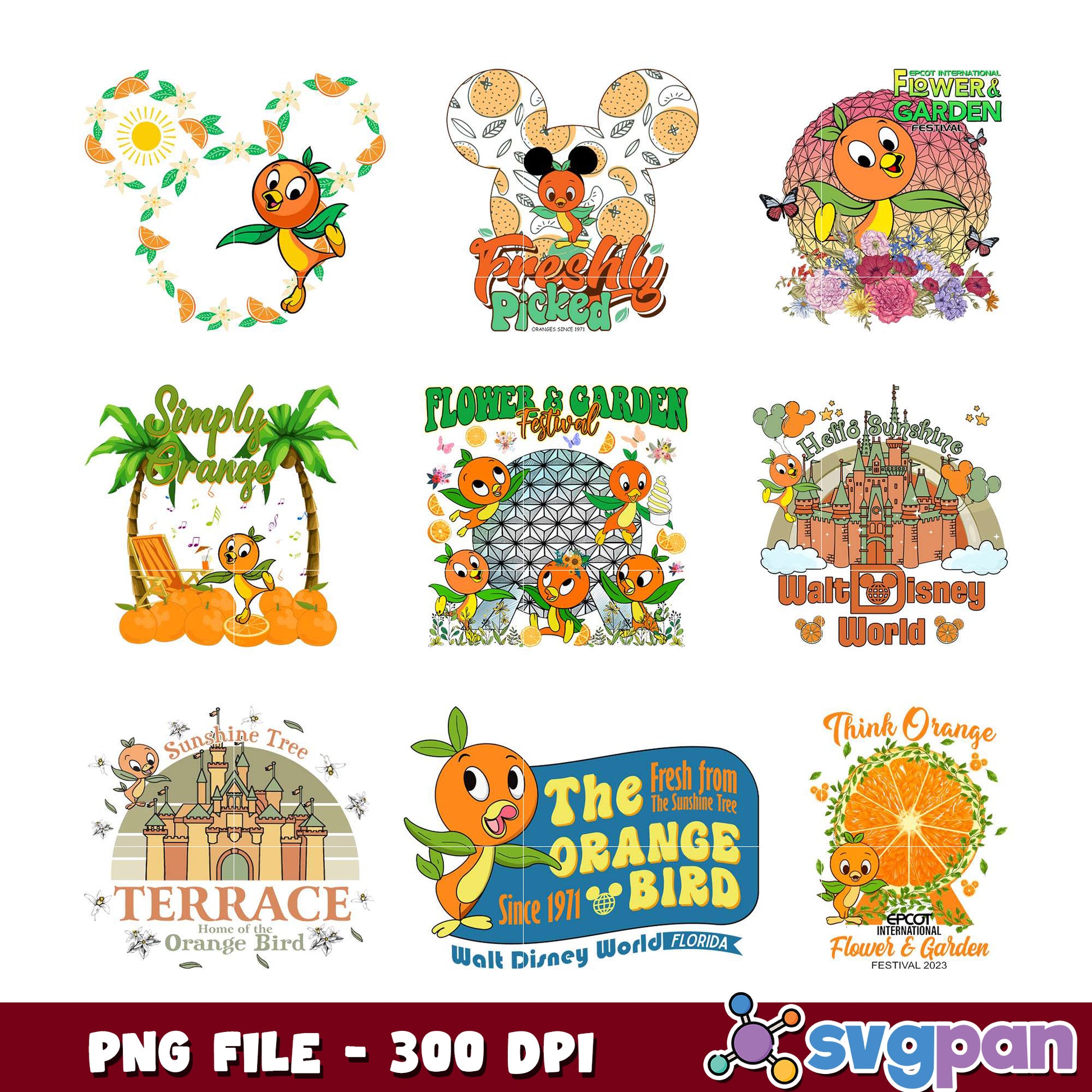 Orange Bird Disney Bundle PNG