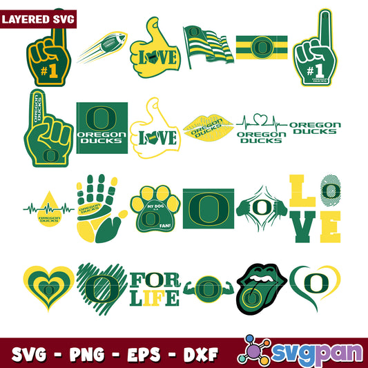 Oregon Ducks SVG Bundle Layered Designs