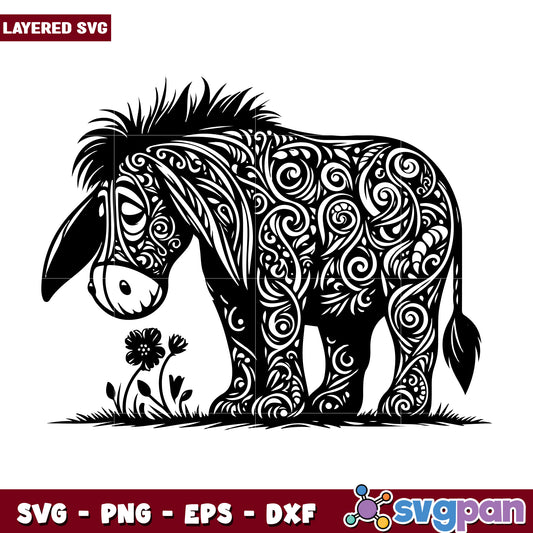 Ornate Donkey SVG Design