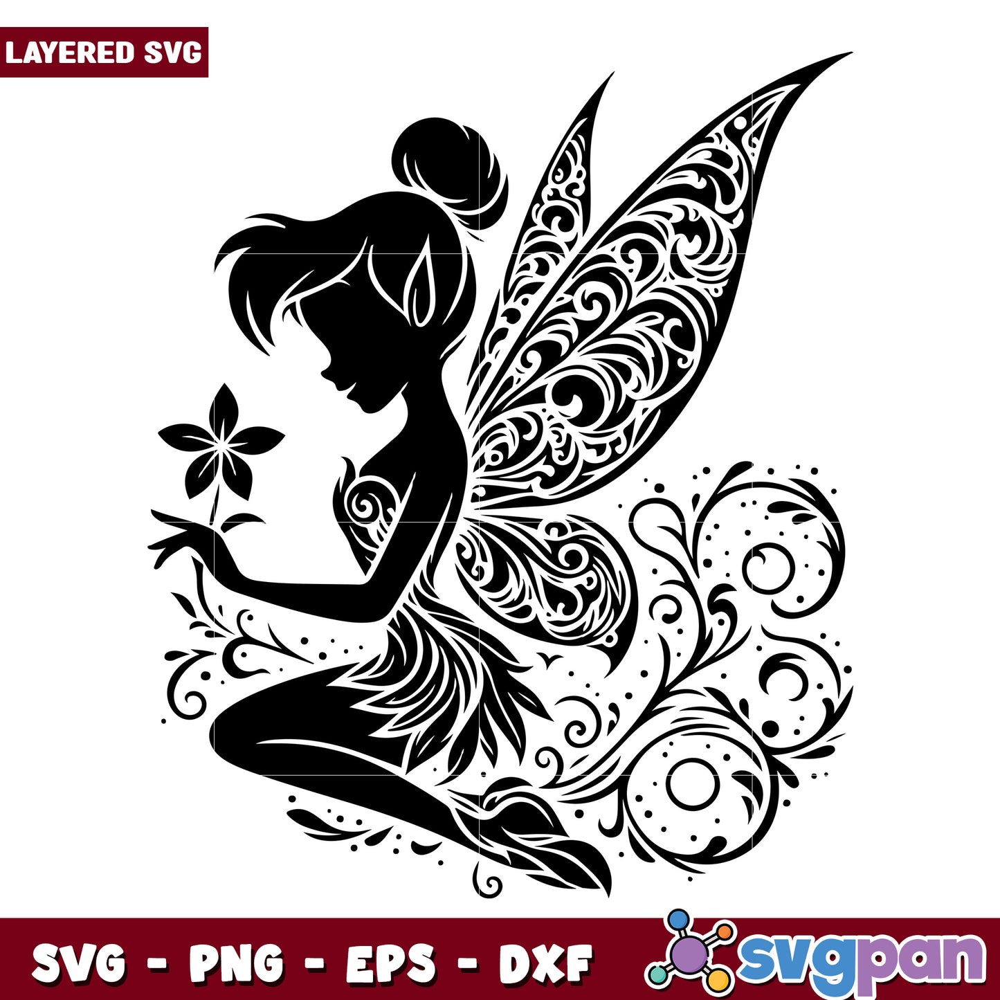 Ornate Fairy SVG Silhouette