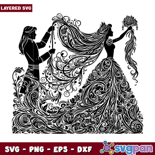 Ornate Wedding Couple SVG