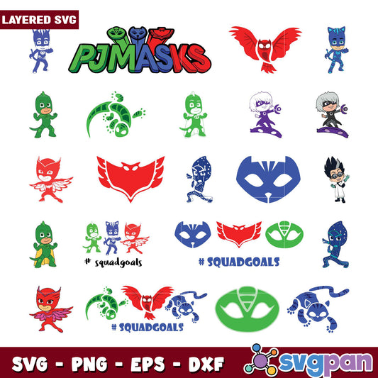 PJ Masks SVG Bundle Layered Files