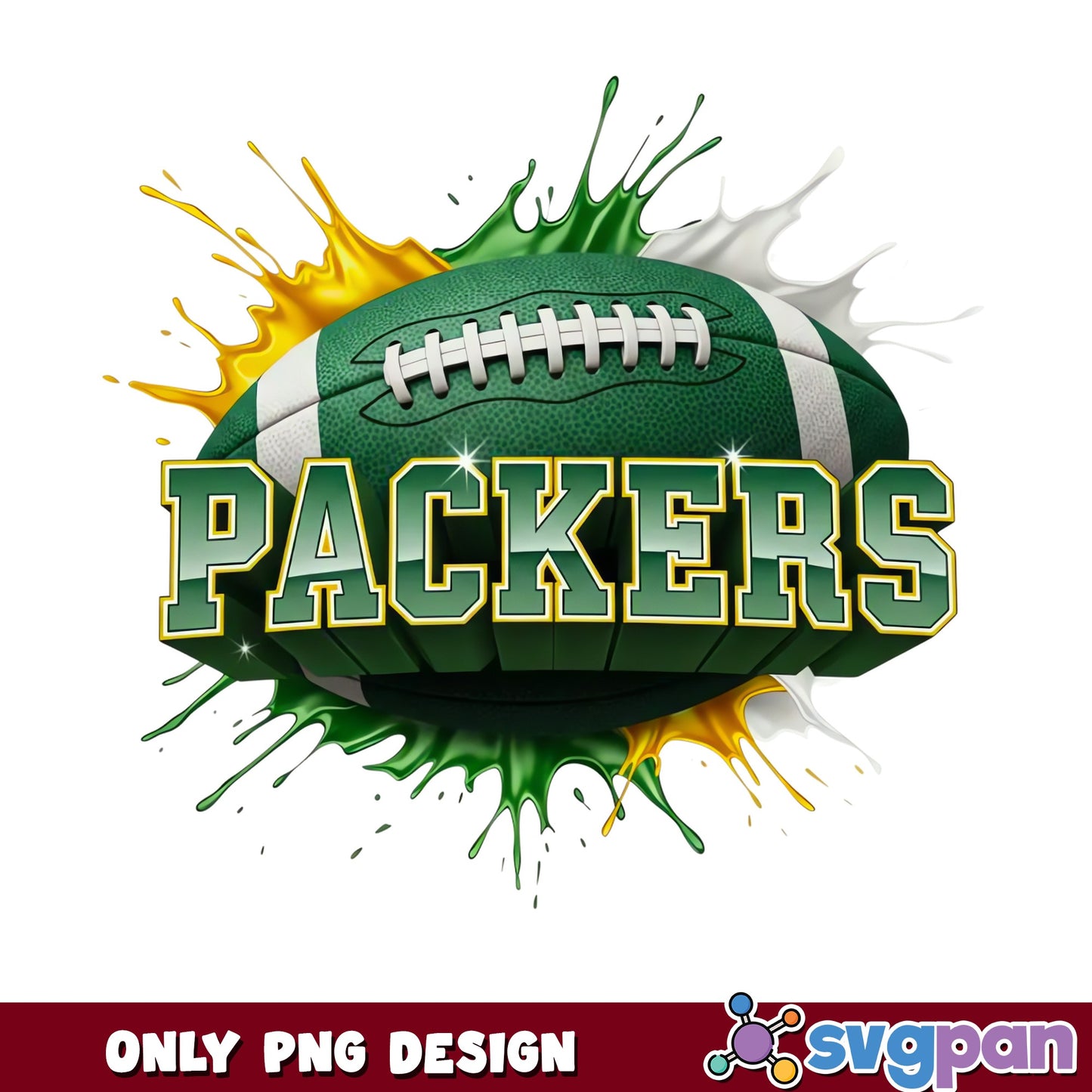 Packers Football Splash PNG, Green Bay NFL PNG, Football PNG