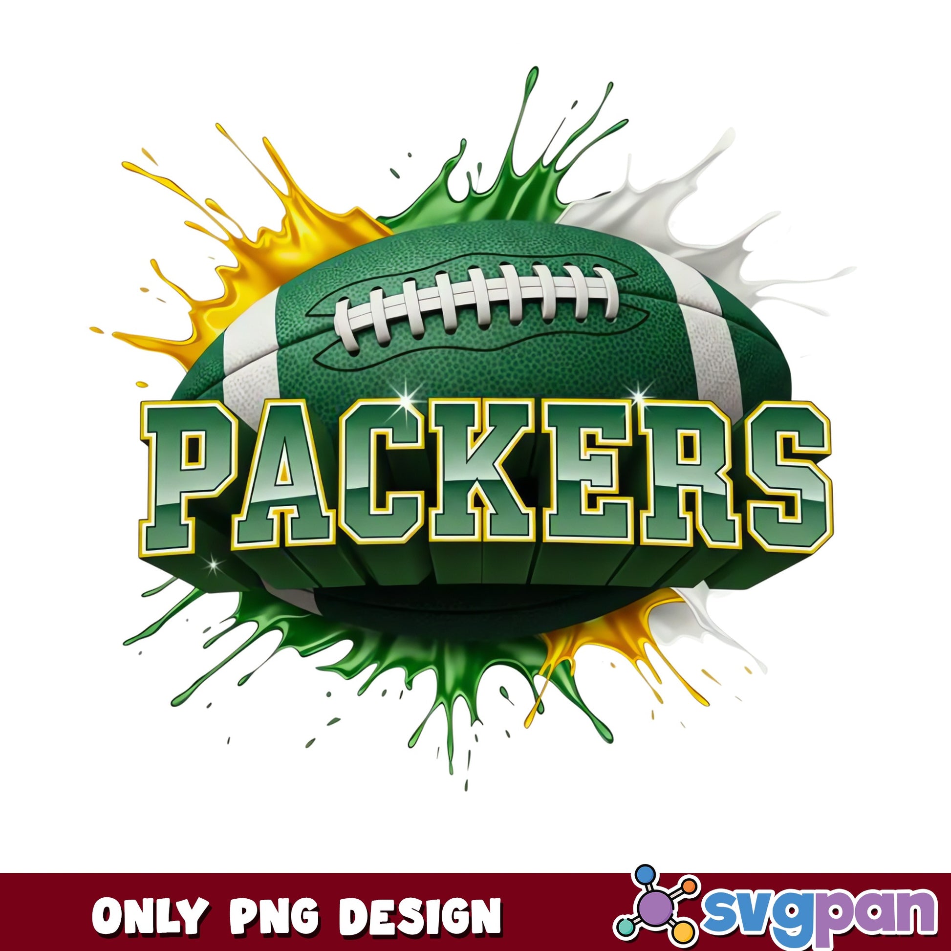 Packers Football Splash PNG, Green Bay NFL PNG, Football PNG