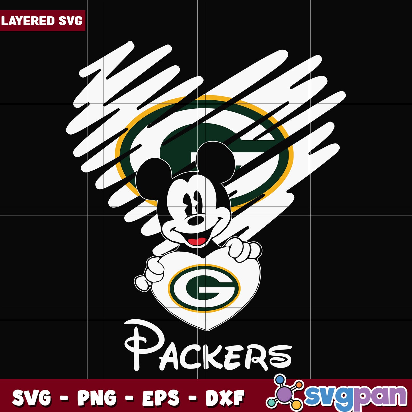 Packers heart mickey svg, super bowl 2025 svg, nfl  packers svg