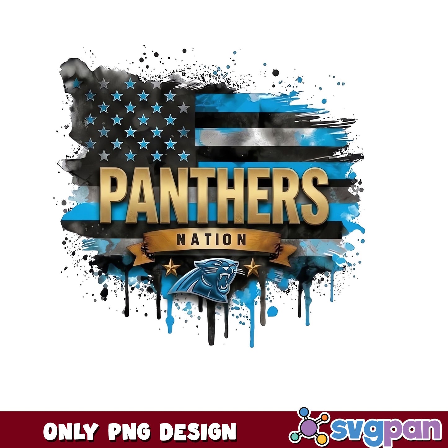 Panthers Nation American Flag PNG, Carolina Panthers PNG, NFL PNG