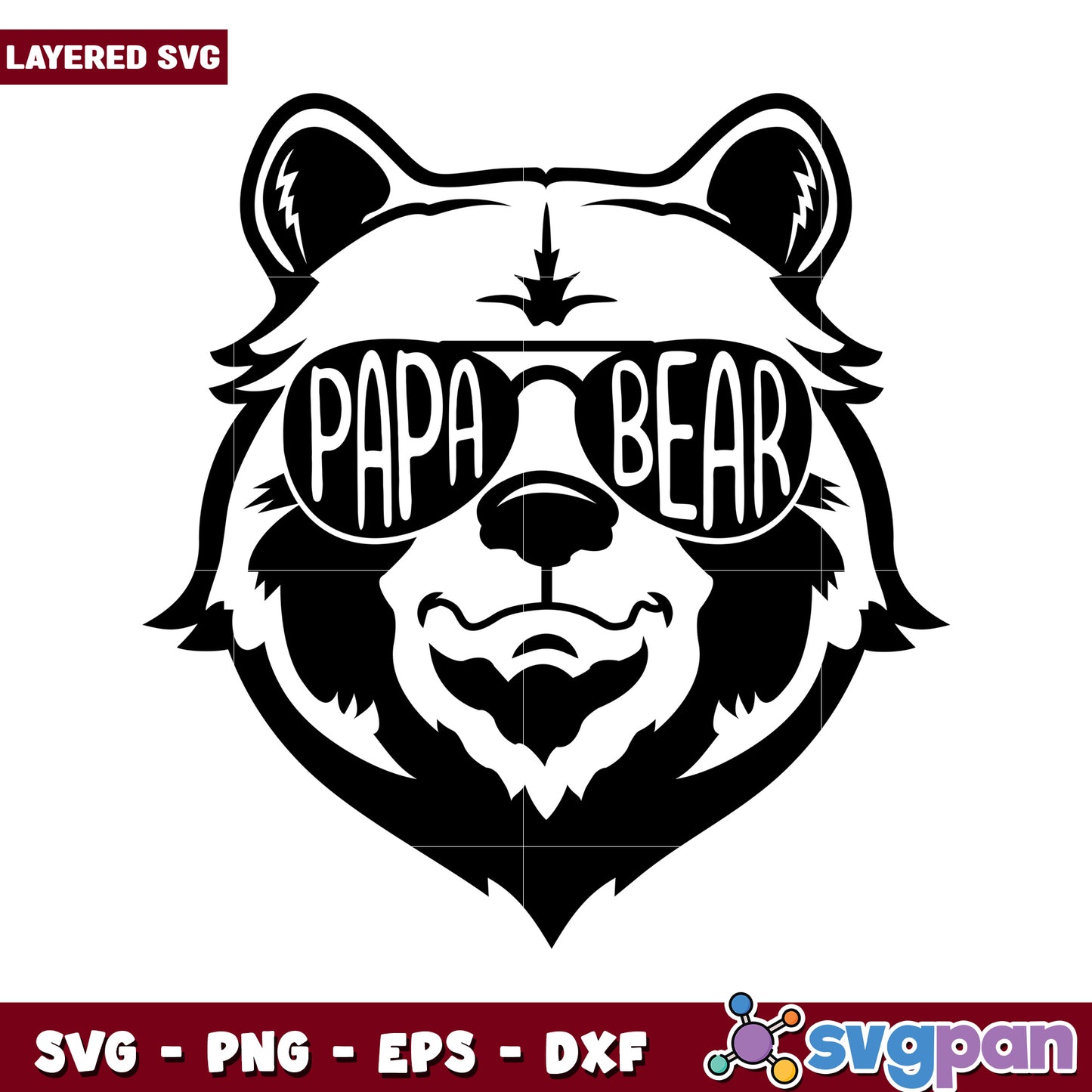 Papa Bear graphic design for crafts, layered SVG for projects