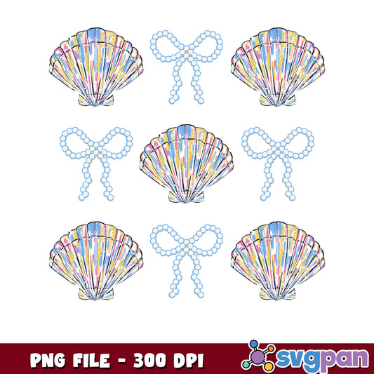 Pastel Seashells Pearl Bows PNG 300 DPI