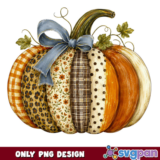 Patchwork Pumpkin PNG, Fall Autumn Thanksgiving PNG, Halloween PNG