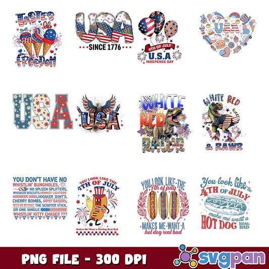 Patriotic 4th of July PNG Bundle - 8 Designs