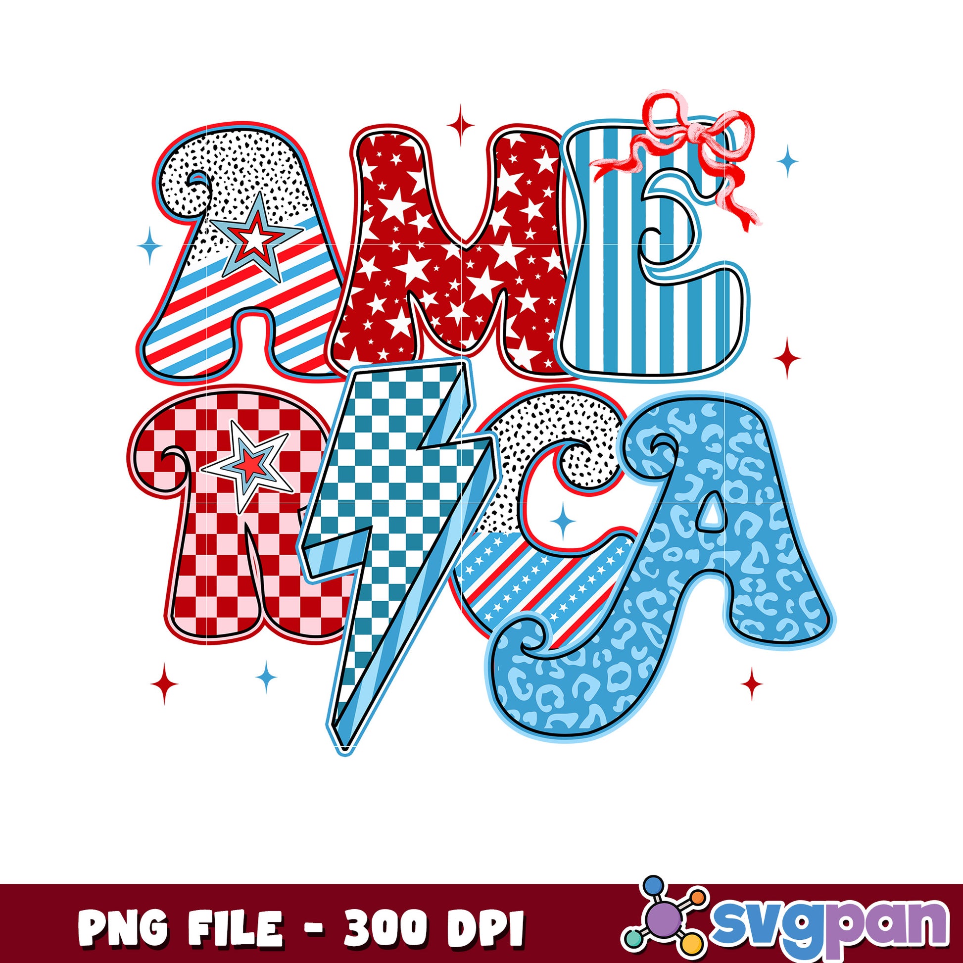 Patriotic America PNG Design 300 DPI