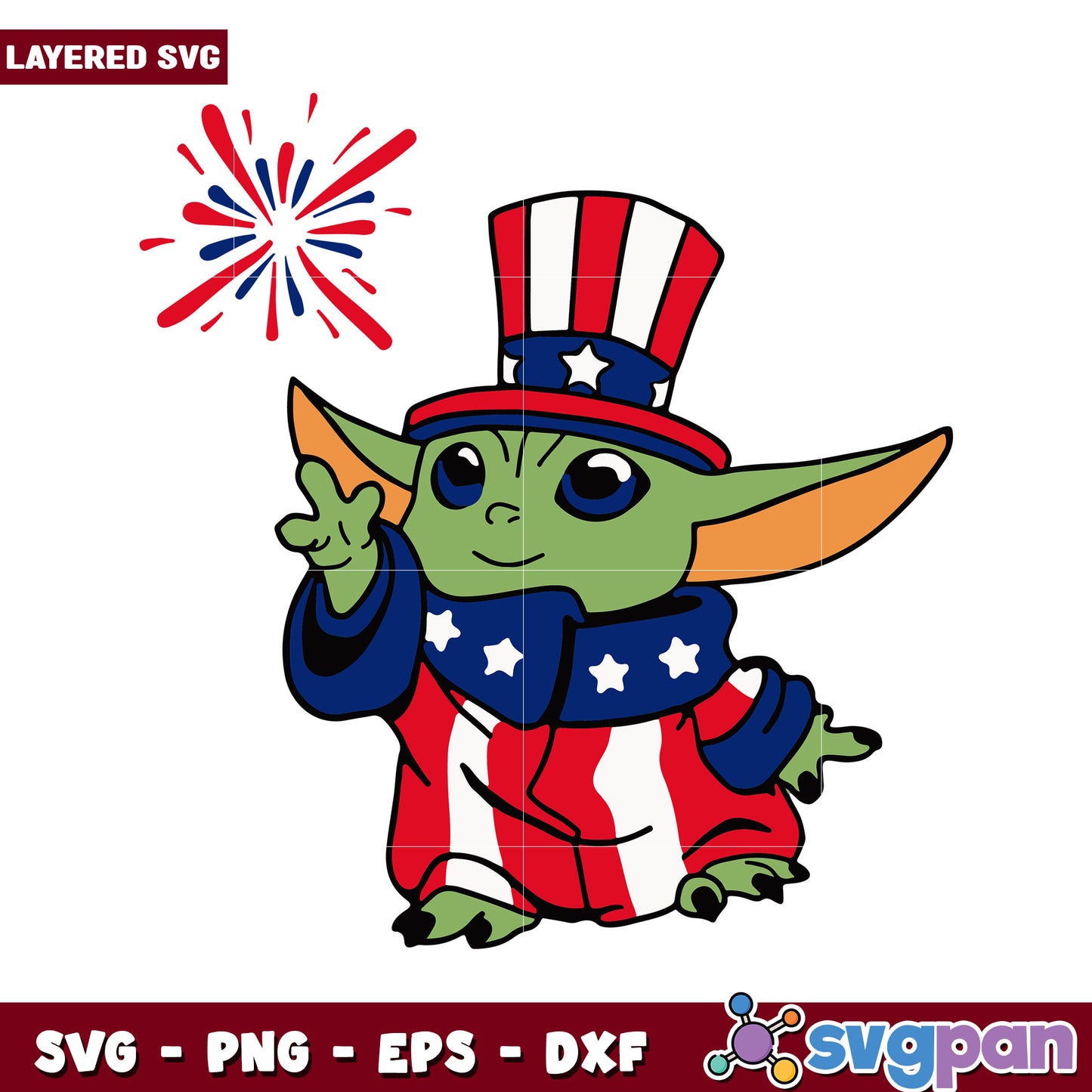 Patriotic Baby Yoda SVG Design, Celebrate Independence Day Fun