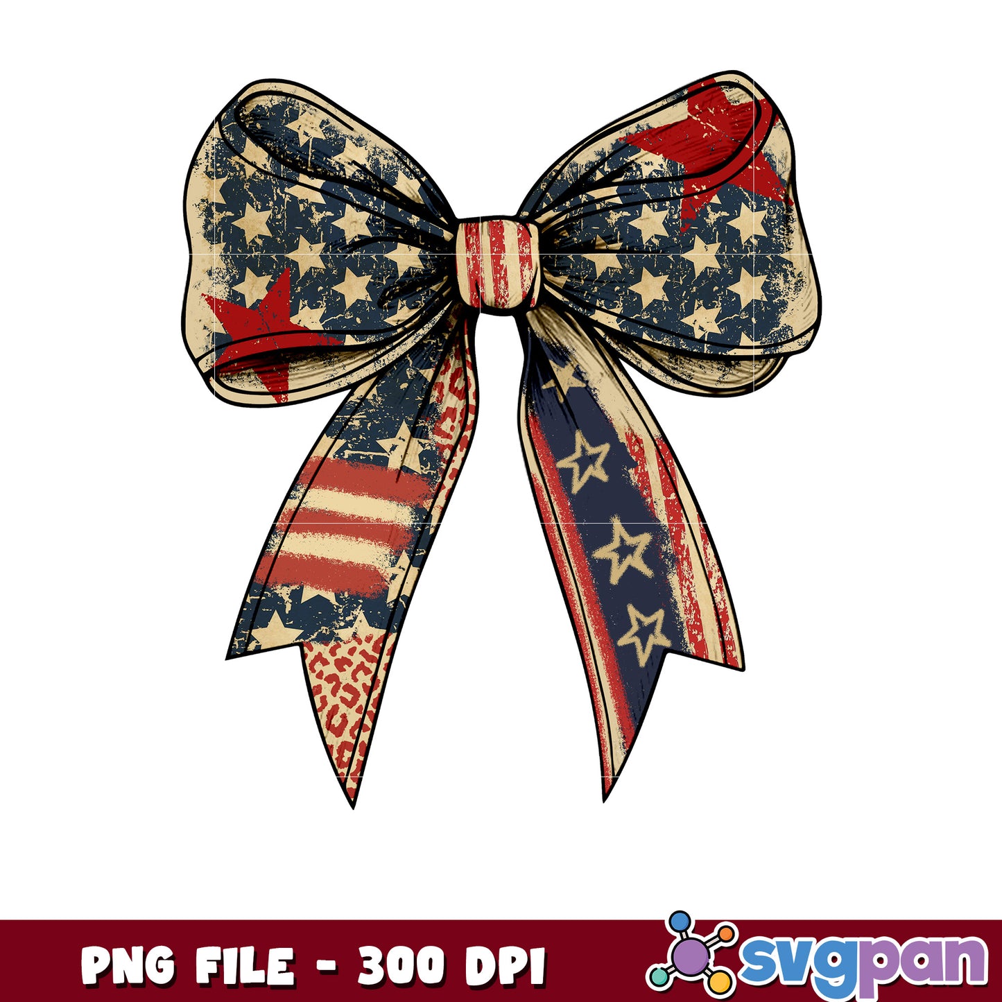 Patriotic Bow PNG 300 DPI - American Flag Design