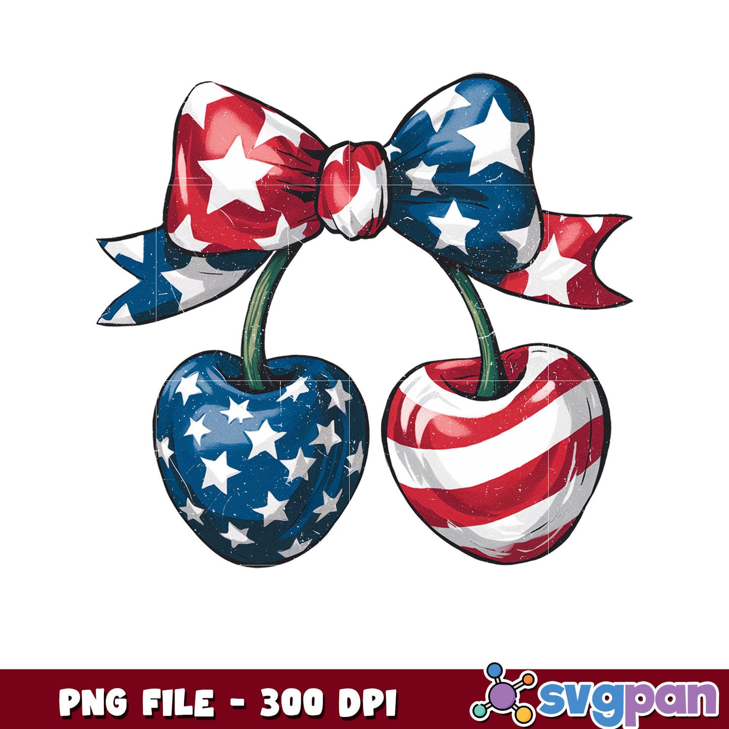 Patriotic Cherries PNG 300 DPI - 4th of July