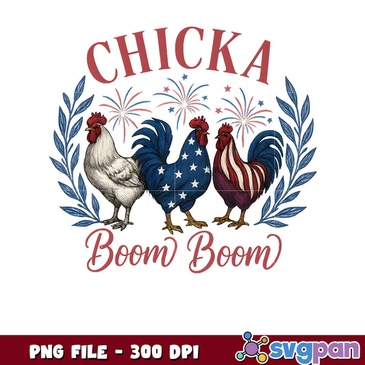 Patriotic Chickens Boom Boom PNG 300 DPI