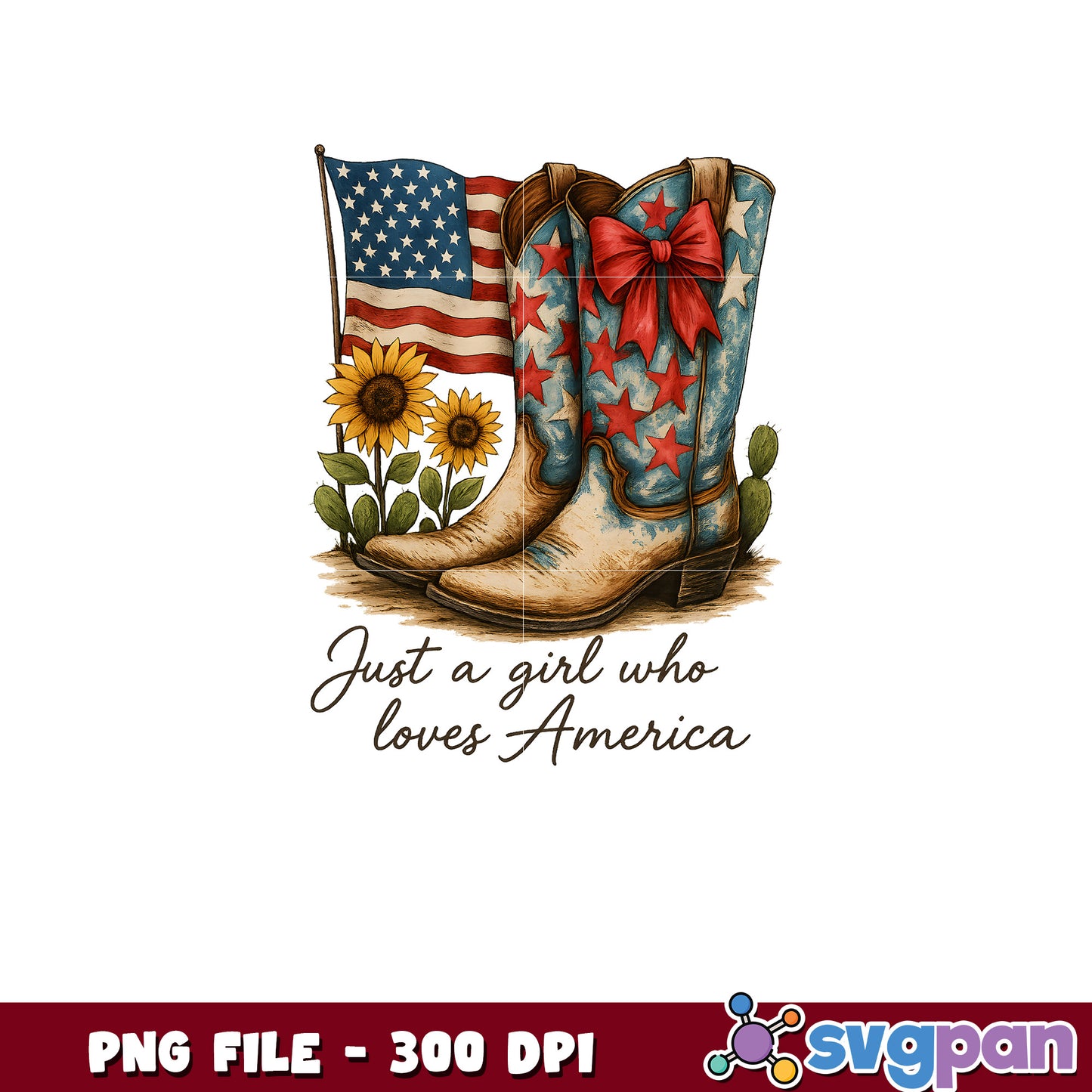 Patriotic Cowboy Boots PNG 300 DPI