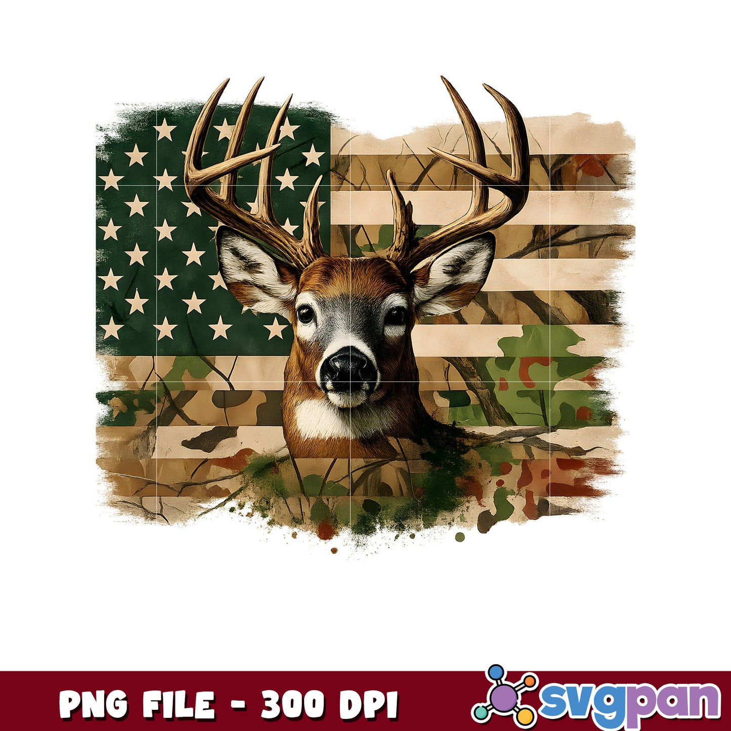Patriotic Deer Camo PNG 300 DPI