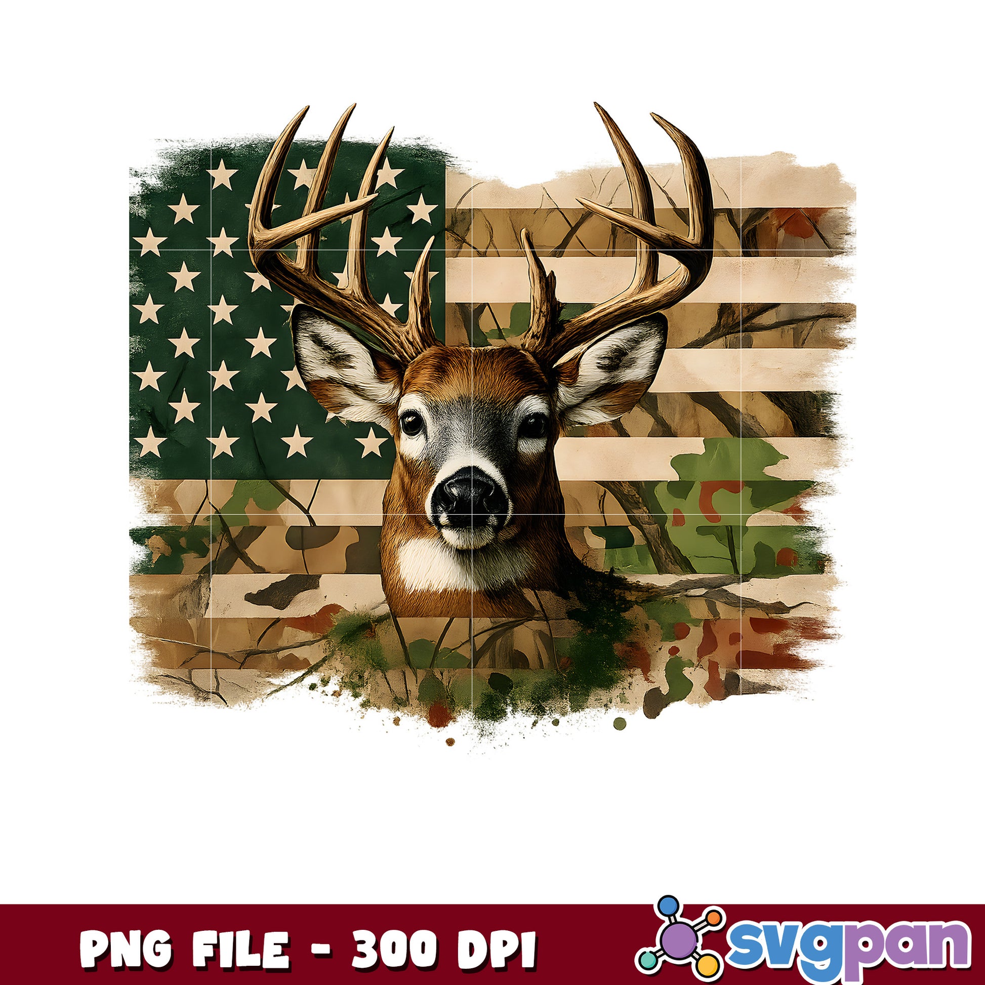 Patriotic Deer Camo PNG 300 DPI