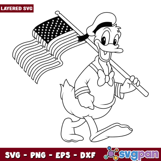 Patriotic Duck SVG 4th of July Cartoon