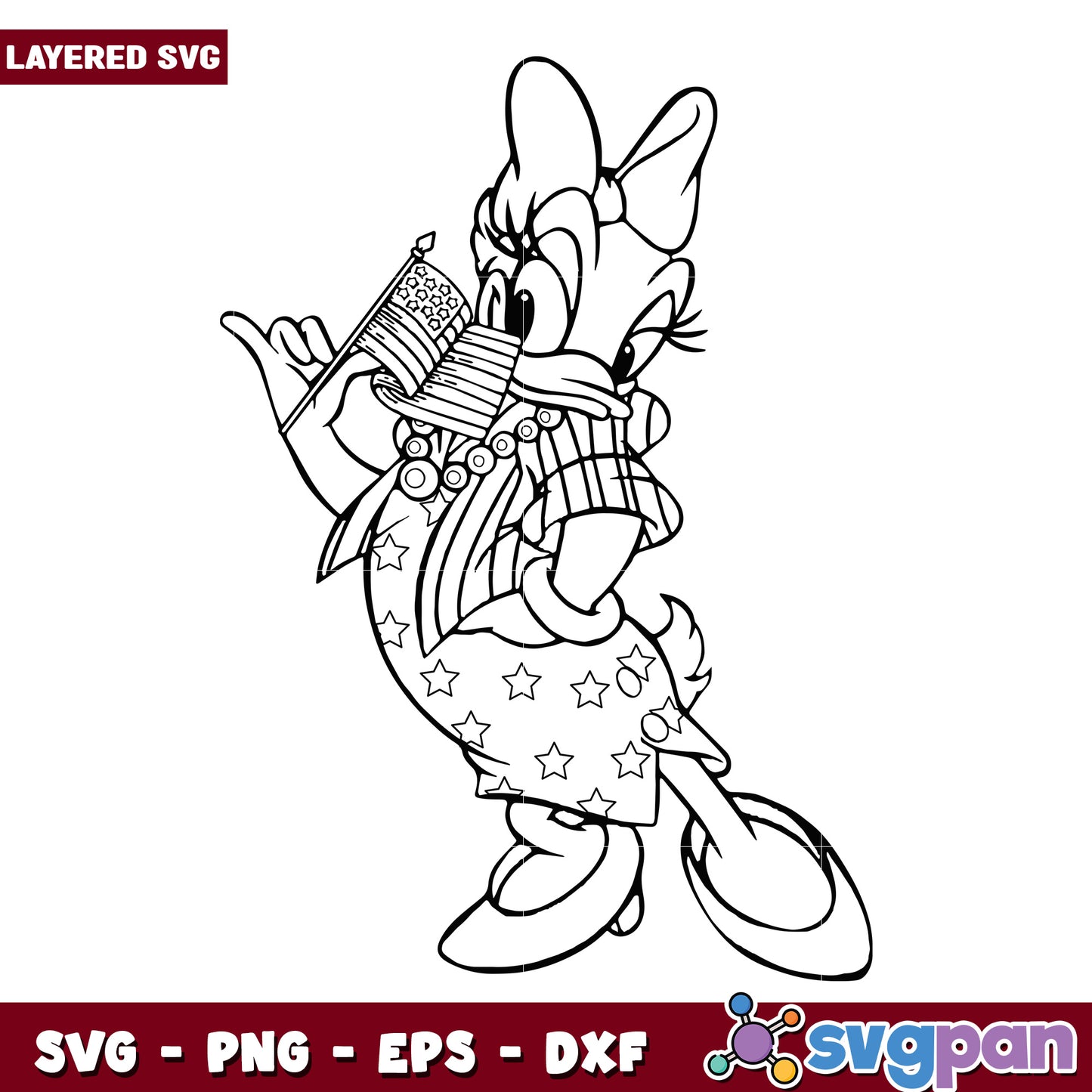 Patriotic Duck SVG Coloring Page