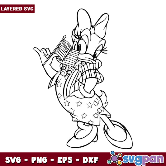 Patriotic Duck SVG Coloring Page