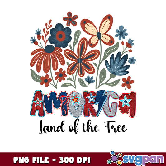 Patriotic Floral America PNG 300 DPI