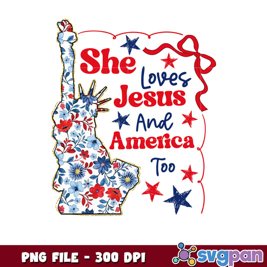 Patriotic Floral Statue of Liberty PNG 300 DPI
