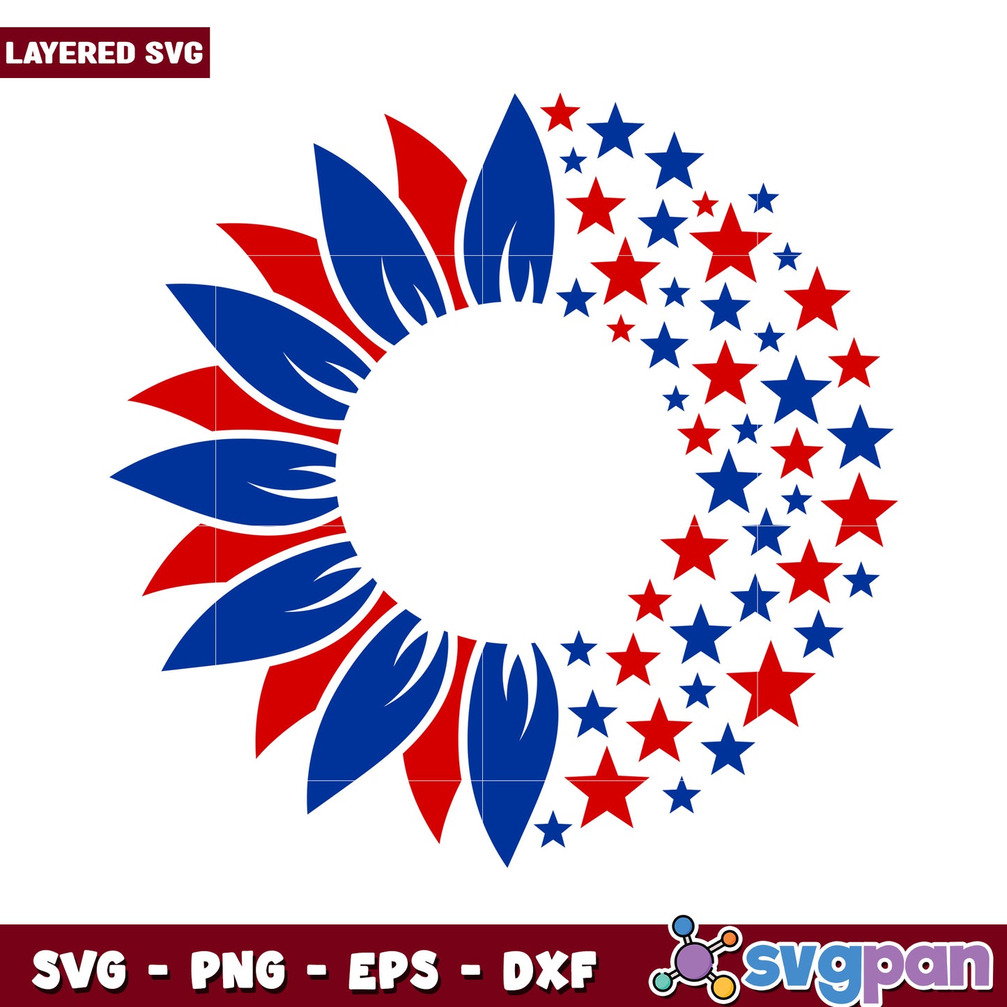 Patriotic Flower Star Design SVG Clipart, Perfect for Crafts and Decor