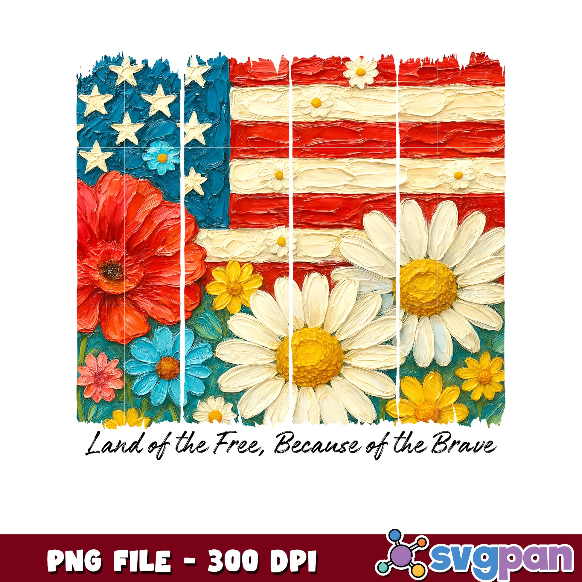 Patriotic Flowers PNG 300 DPI - Land of the Free