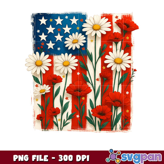 Patriotic Flowers PNG 300 DPI Download