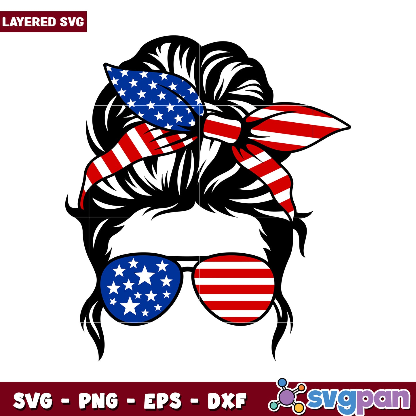 Patriotic Girl with Sunglasses Design, perfect for DIY projects