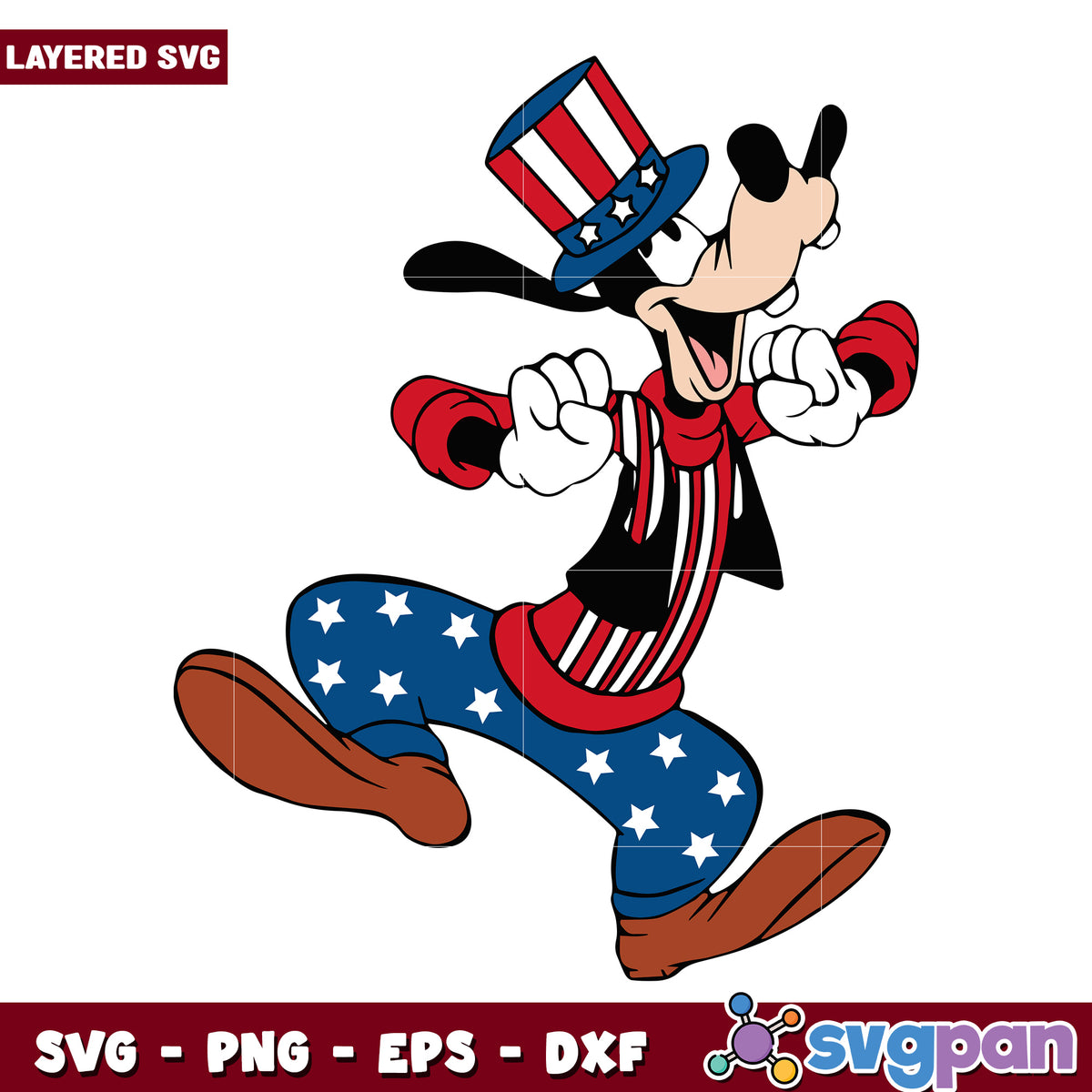 Patriotic Goofy SVG Cartoon