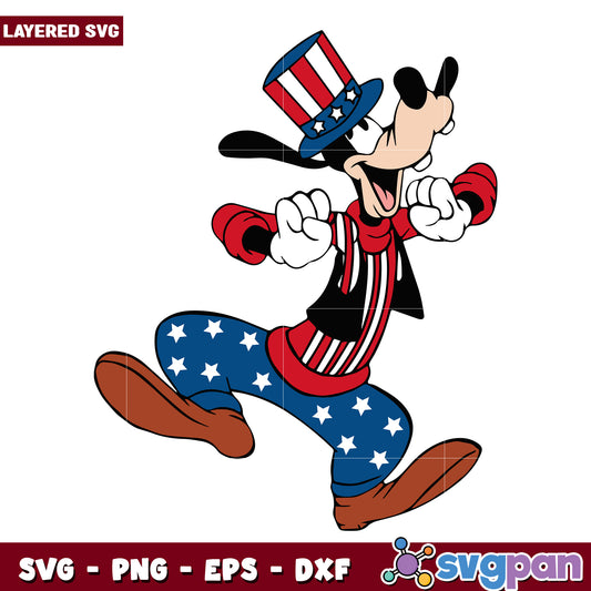 Patriotic Goofy SVG Cartoon