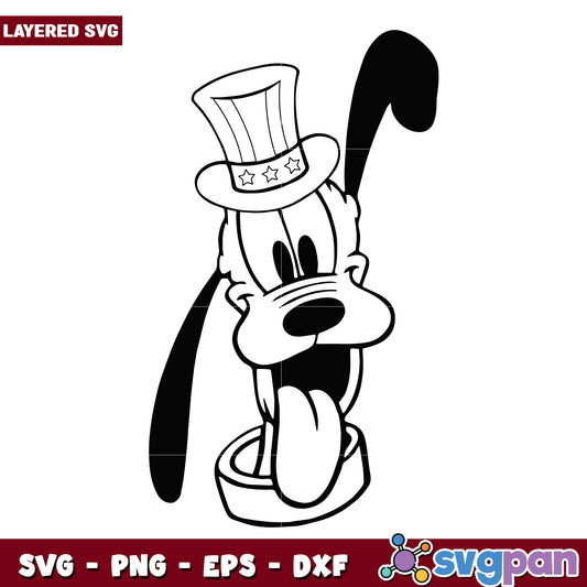 Patriotic Goofy SVG Cartoon Clipart