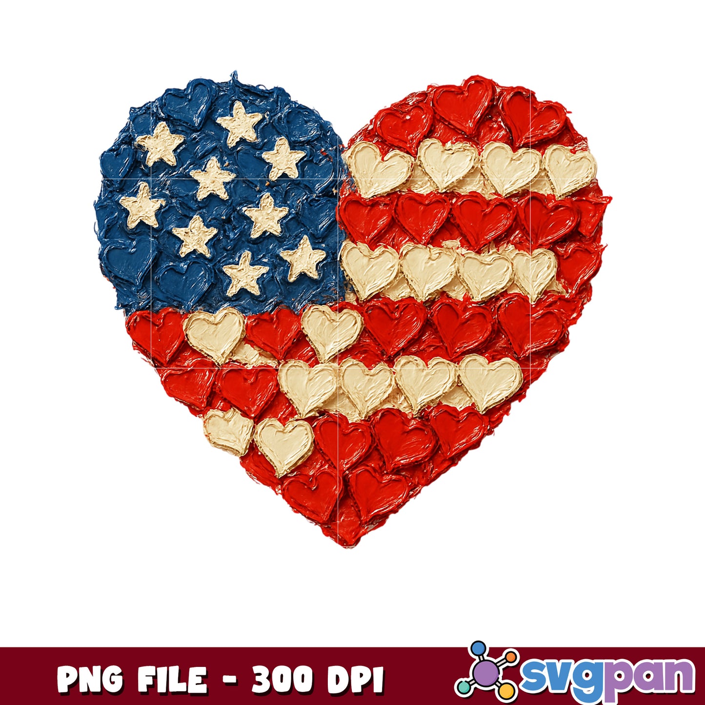 Patriotic Heart PNG 300 DPI - USA Flag Hearts