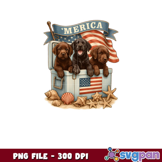Patriotic Labrador Puppies PNG 300 DPI
