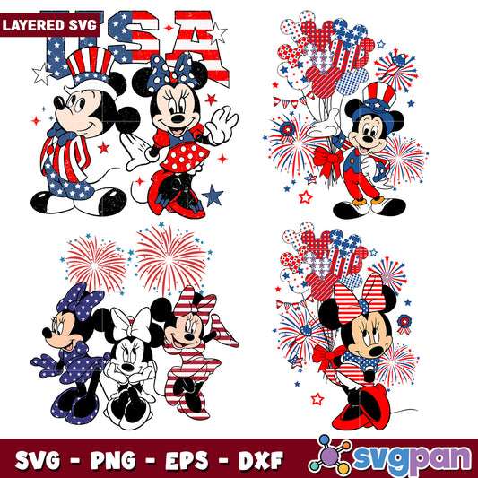 Patriotic Mickey Minnie SVG Bundle
