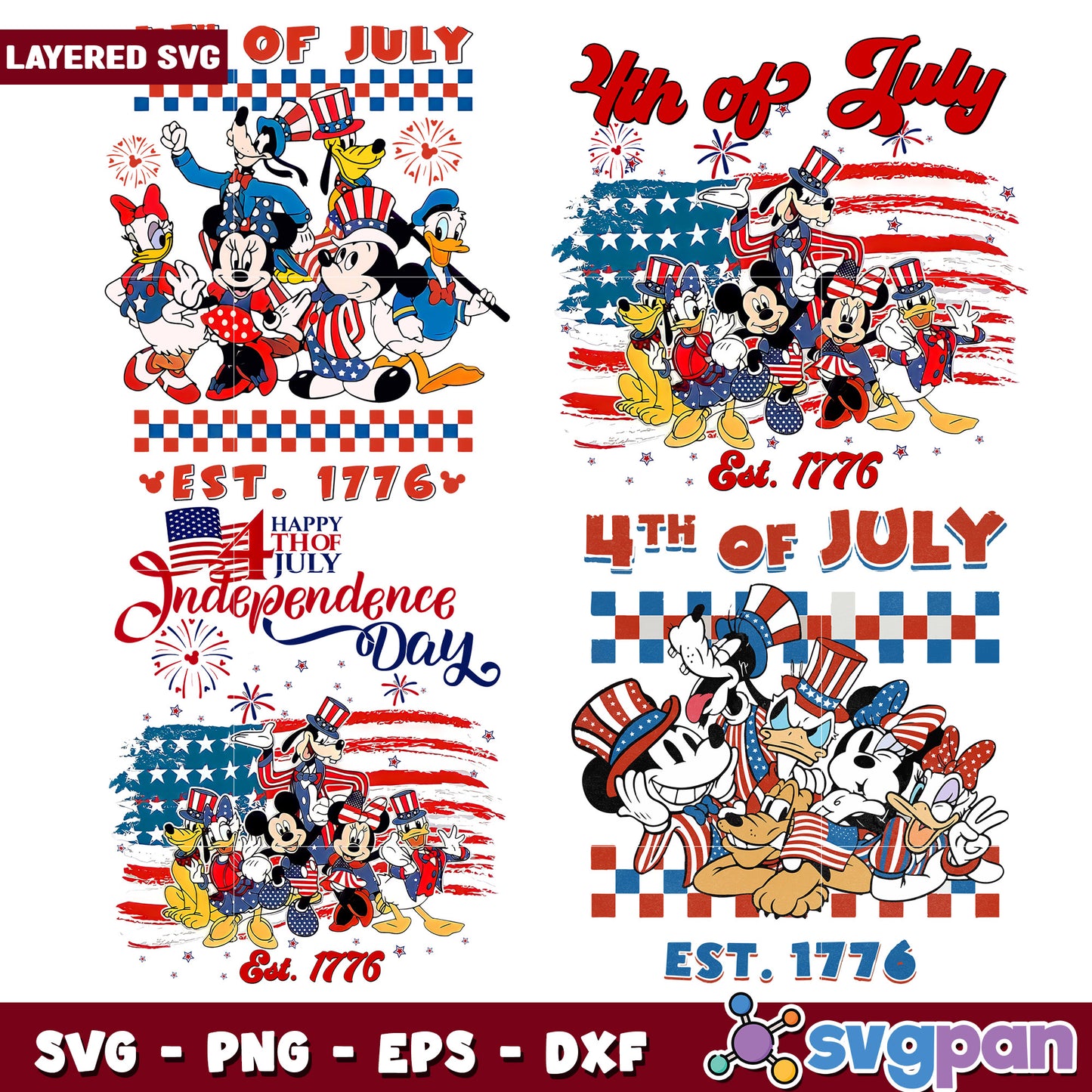 Patriotic Mickey Mouse 4th of July SVG Bundle