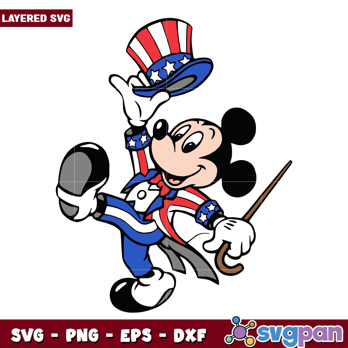 Patriotic Mickey Mouse SVG