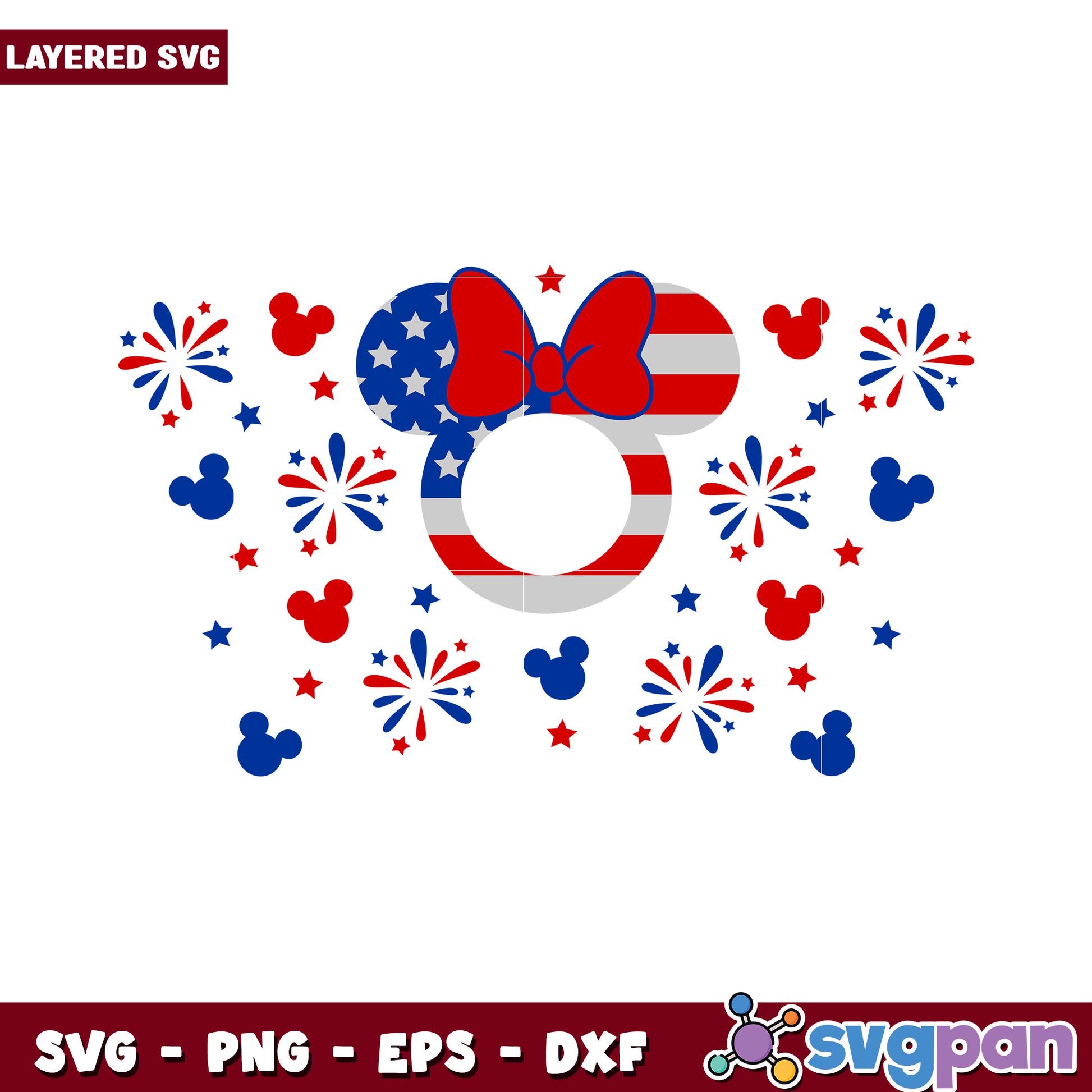 Patriotic Mickey Mouse SVG design for celebrations, perfect for crafts