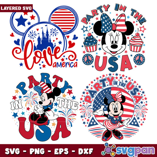 Patriotic Minnie Mouse SVG Bundle