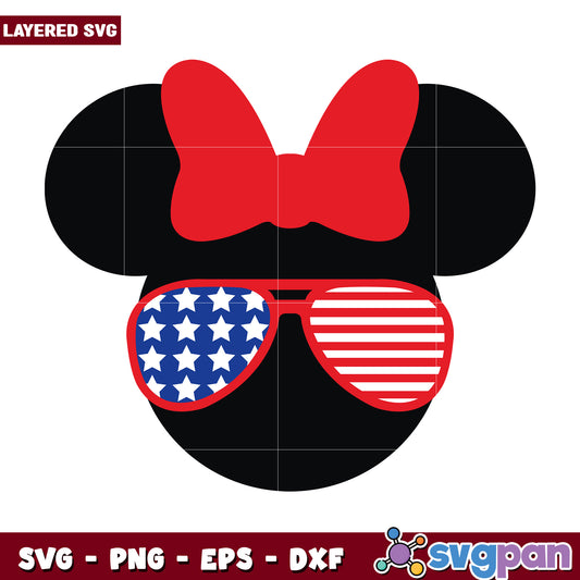 Patriotic Minnie Mouse SVG Graphic with Sunglasses Design