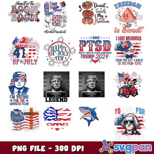 Patriotic PNG Bundle 300 DPI Designs