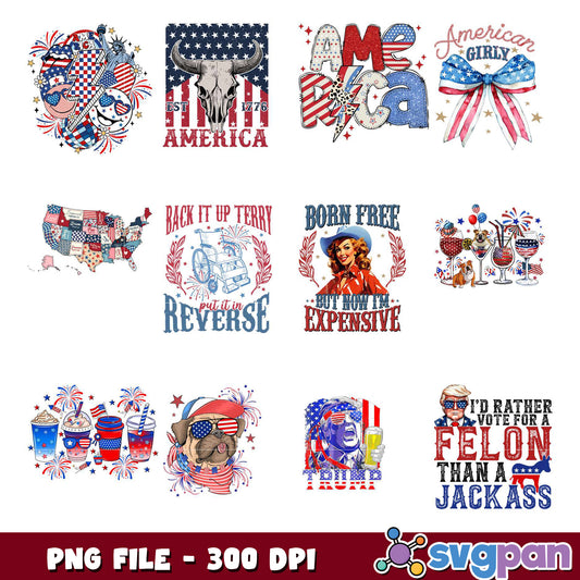 Patriotic PNG Bundle 8 USA Designs