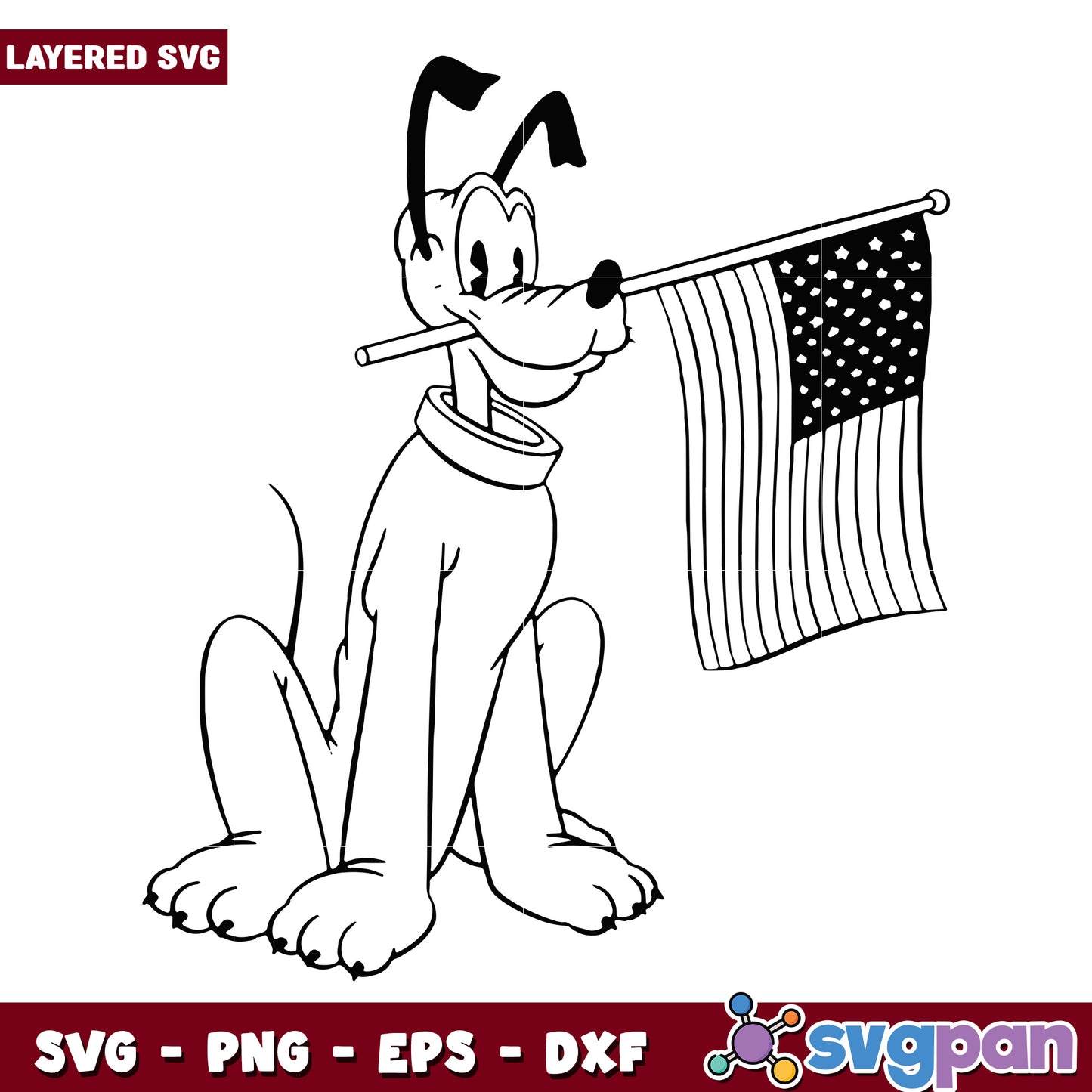 Patriotic Pluto SVG Cartoon Dog