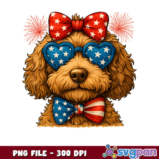 Patriotic Poodle PNG 300 DPI Fourth of July Dog