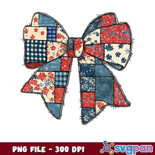 Patriotic Quilt Bow PNG 300 DPI Instant Download