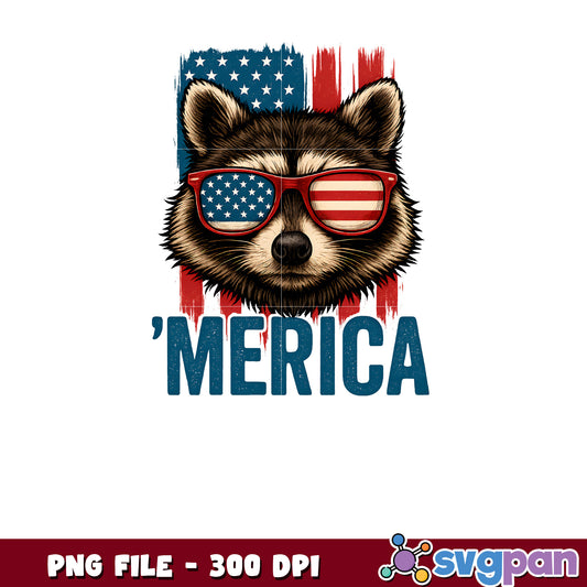 Patriotic Raccoon PNG 300 DPI 'Merica Design