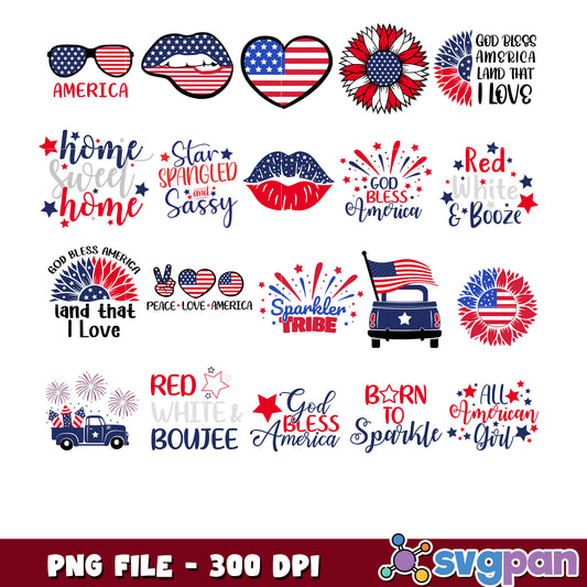 Patriotic SVG Bundle PNG 300 DPI
